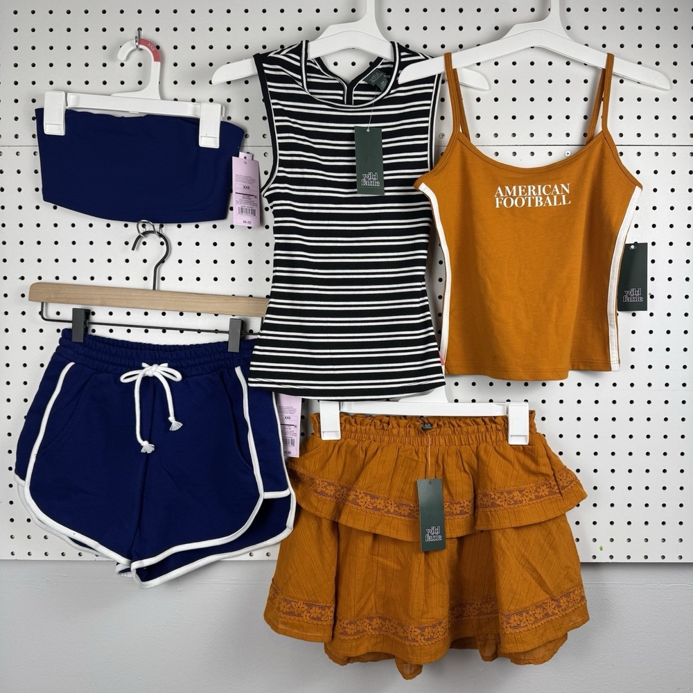 Y2K Wild Fable XXS Clothing Lot 5pc Crop Tops Skirt Shorts Outfit